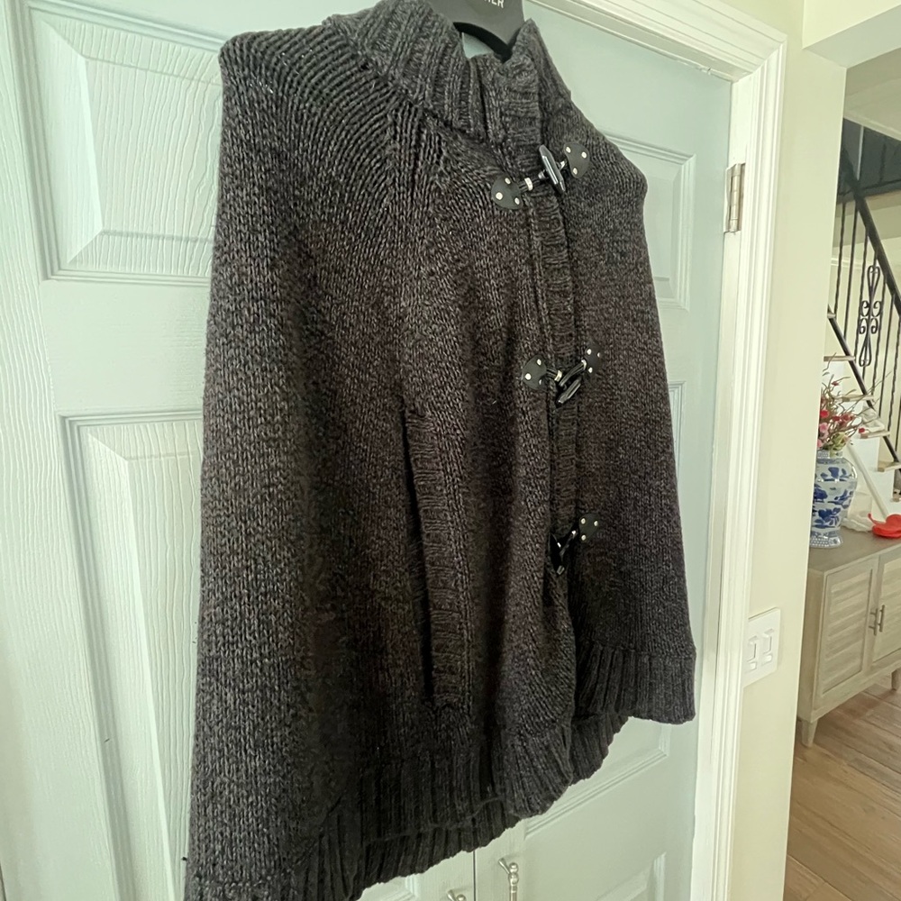 Michael Kors Cozy Charcoal Knit Poncho